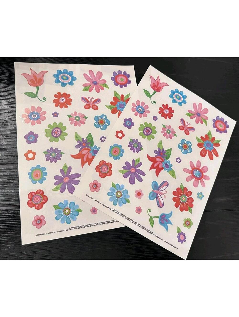 Lot of 2 Current Catalog Floral Butterfly Scrapbooking Stickers Flower Sheet NOS